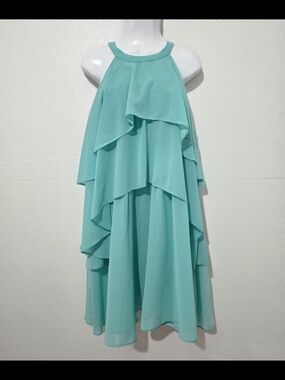 NWT Dresstells Mint Green Tiered Ruffle Chiffon Halter Dress XL